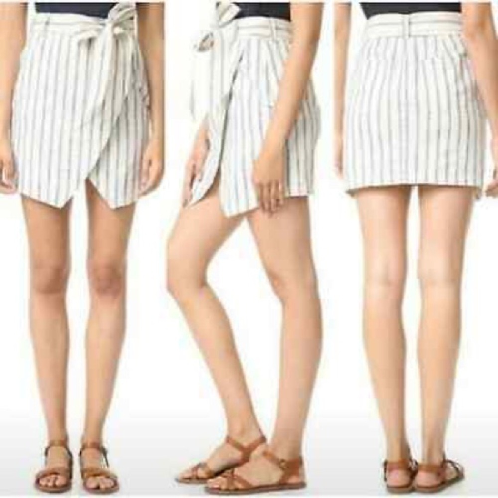 Madewell Portside Stripe Linen & Cotton Skirt Blue & White